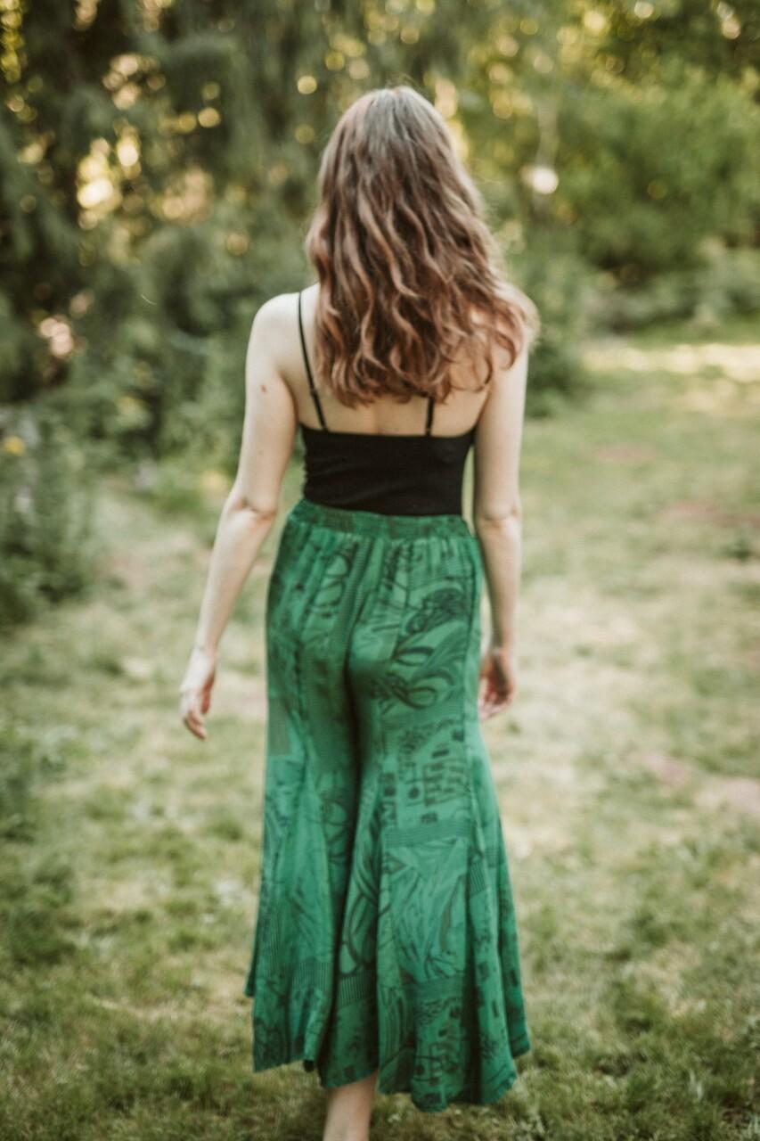 WINSLOW Gypsy Chic Recycled Silk Reversible Wrap Pants in