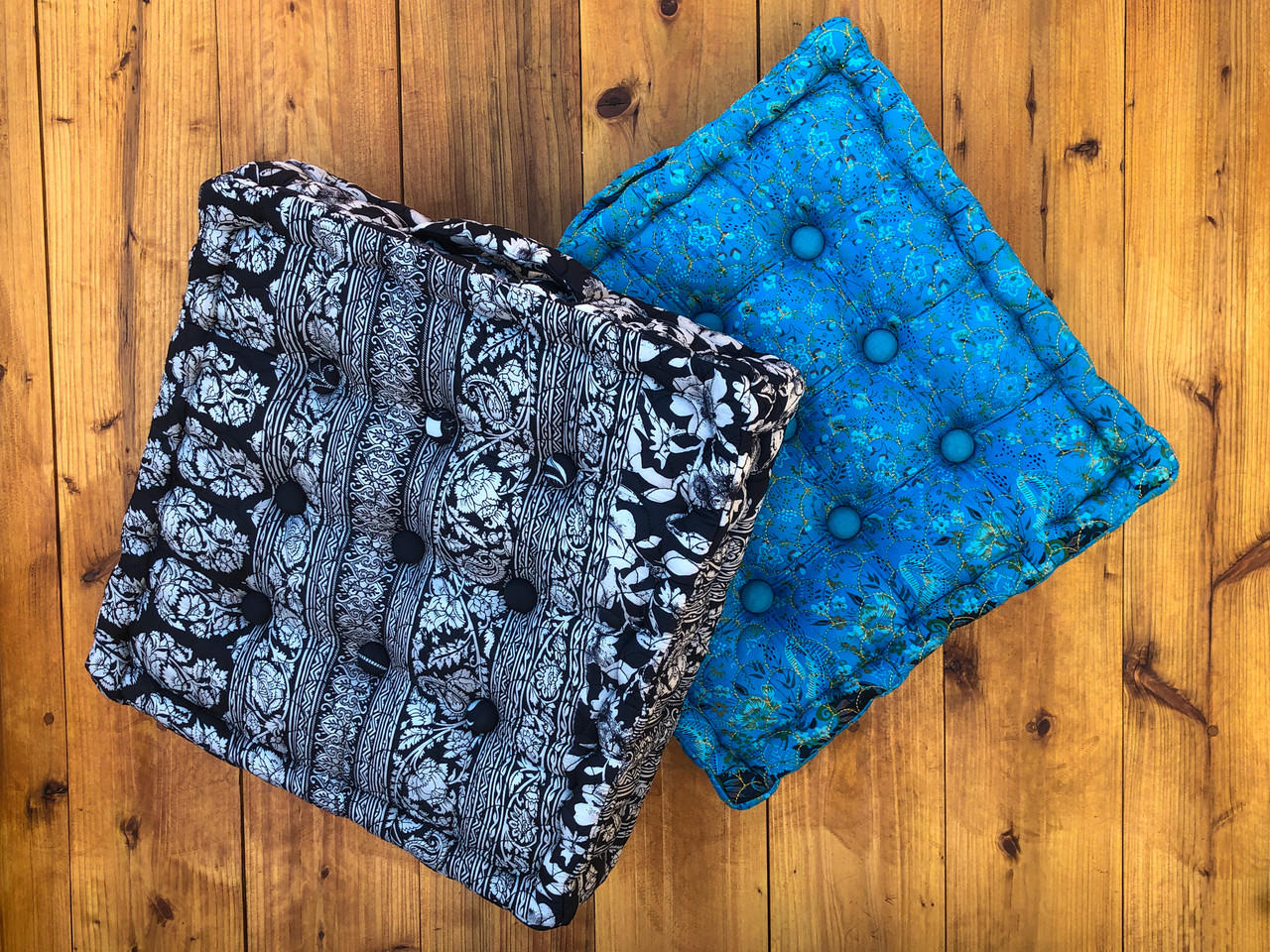 POET Boho Chic Quilted Silk Meditation Cushion Pillow in Bisbee Turquoise -  Indie Ella Lifestyle