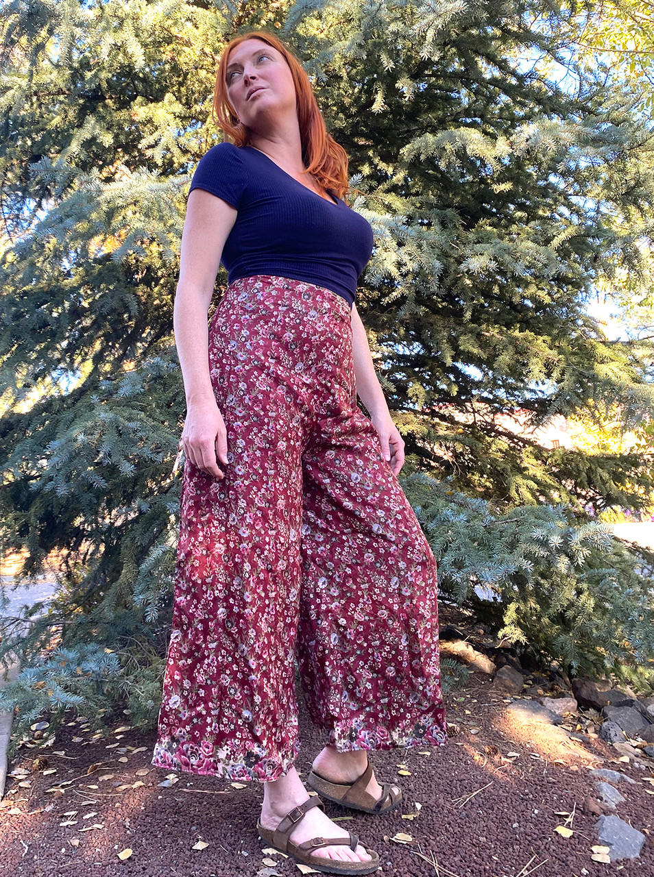 WINSLOW Gypsy Chic Recycled Silk Reversible Wrap Pants in