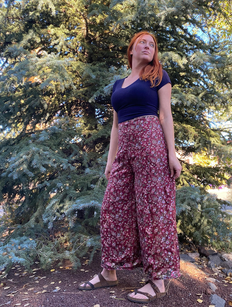 Raspberry Rose Eco Printed Vintage Silk Pants – Adhesif Clothing