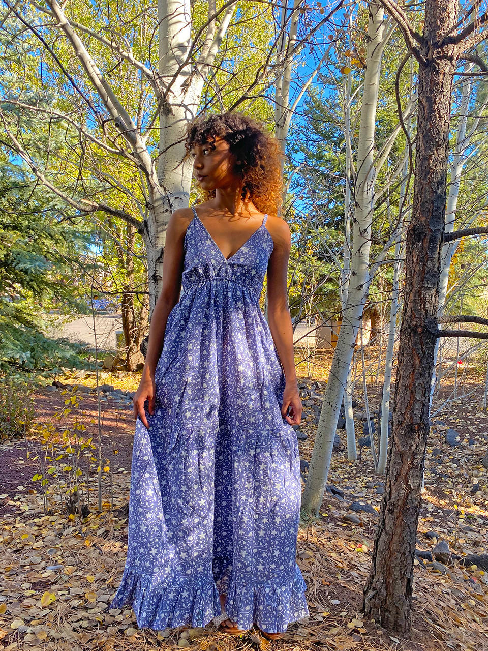 Printed cotton maxi dress