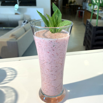 Who said Middy Glasses are only for Beer, this is with our Freshly Blended Strawberry Mint form our Juice Bar Menu.