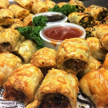 No party is complete without sausage rolls, but we up the anti with our Beef, Cheese and Bacon Sausage Rolls and our Vegetarian Spinach Sausage Rolls.