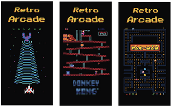 Galaga, Donkey Kong and Pac-Man! All the favourites Galaga, Donkey Kong and Pac-Man! All the favourites