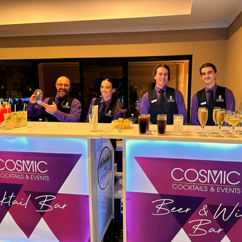 This package includes Everything - Cocktails, Beer, Wine, Soft Drink, Canapes, Walk'n'Fork meals that's why it's the Ultimate Cosmic Package