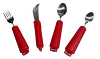 4pcs Stainless Steel Bendable Utensil Kit - Red Handle
