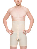 Isavela Male High-Waist Abdominal Compression Girdle Mid Thigh w/ Zippers - Beig
