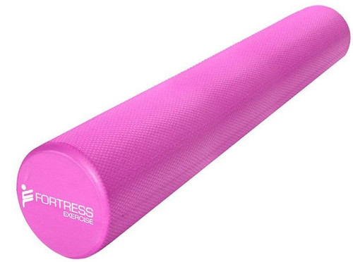 Fortress Round Foam Roller (90x15cm) w/ Exercise Chart - Pink