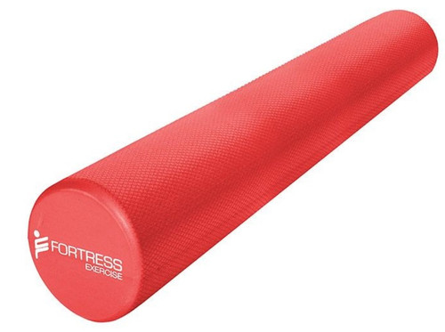 Fortress Round Foam Roller (90x15cm) w/ Exercise Chart - Red