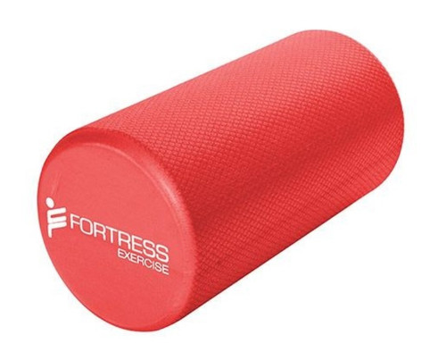 Fortress Round Foam Roller (30x15cm) w/ Exercise Chart - Red
