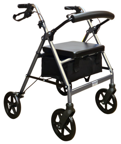 8" Wheel Aluminum Rollator w/ Seat, Foldable - Silver