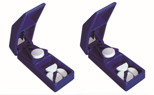 2 x Pill Tablet Cutter Splitter w/ Steel Blade & Storage Box