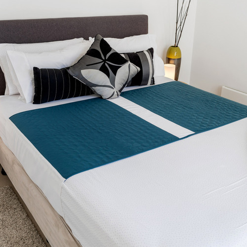 Conni X-wide Dual Reusable Waterproof Bed Pad with Tuck-ins - Teal (Double/ Queen Bed)