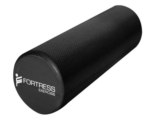 Fortress Round Foam Roller (90x15cm) w/ Exercise Chart - Black