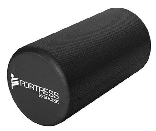 Fortress Round Foam Roller (30x15cm) w/ Exercise Chart - Black