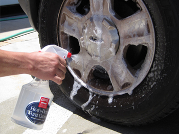 Spray the wheel generously with Griot's Garage Heavy Duty Wheel Cleaner.