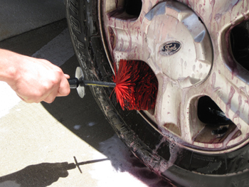 Use a Daytona Speed Master or other soft bristled wheel brush to agitate the wheel.