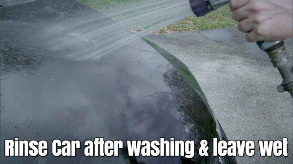 Rinse car after wash & leave wet.