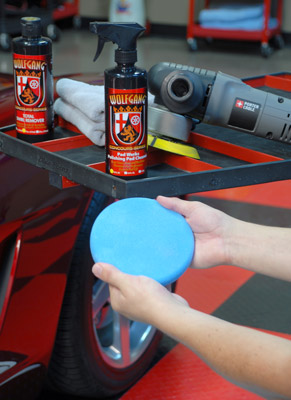 Wolfgang Pad Werks Polishing Pad Cleaner destroys polish and wax residue