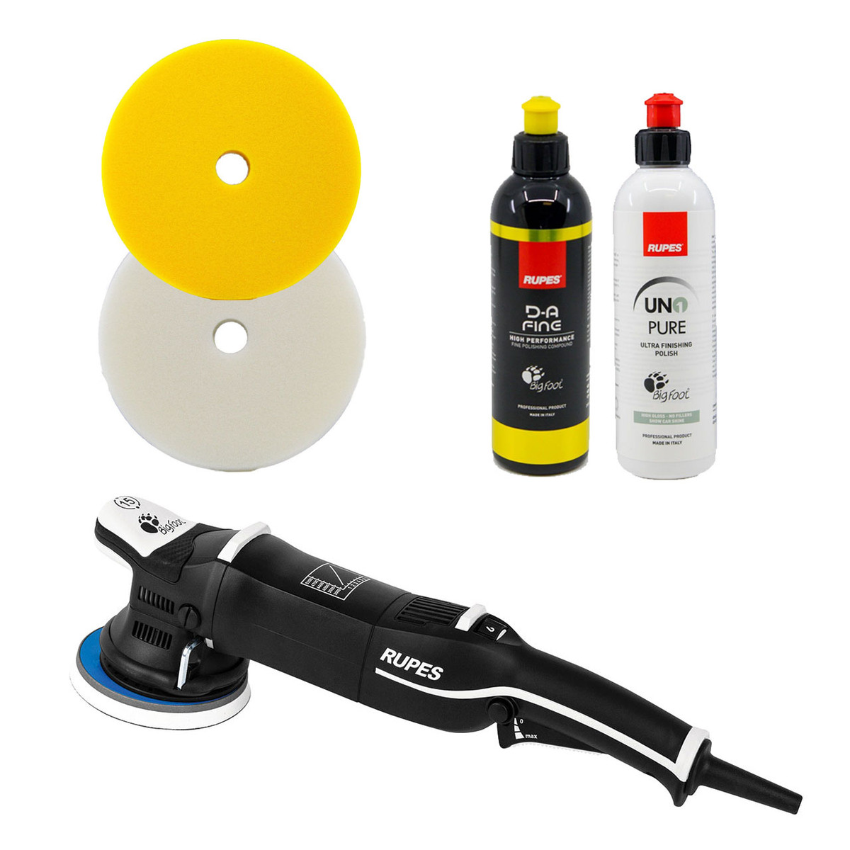 RUPES LHR15 Mark V Polisher Kit - DA Polish & Pads Combo