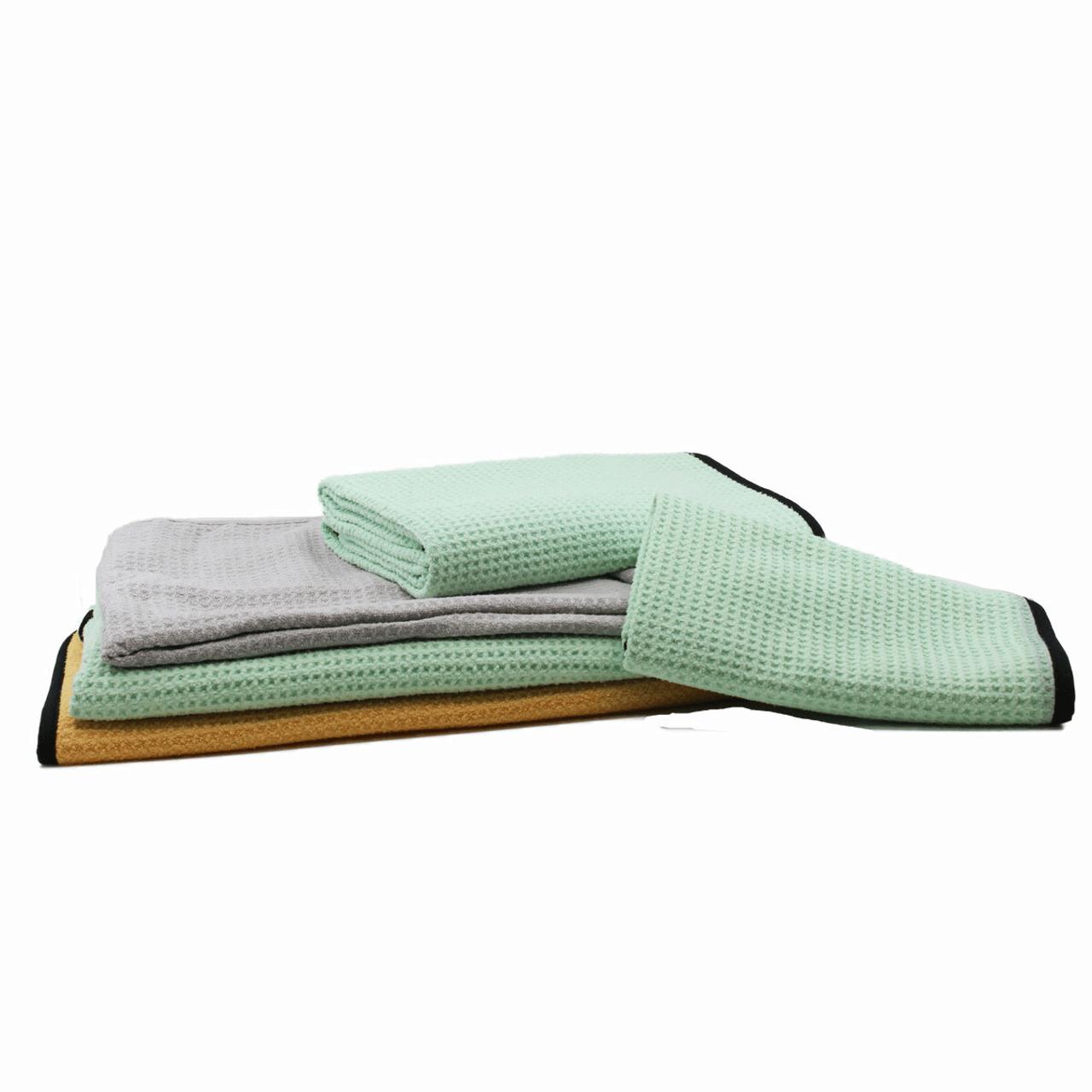 Unique Bargains Microfibre Car Drying Towel 600GSM Highly Absorbent Car Drying Cloth Window Cleaner 11.81x11.81 Gray Green 4 Pcs