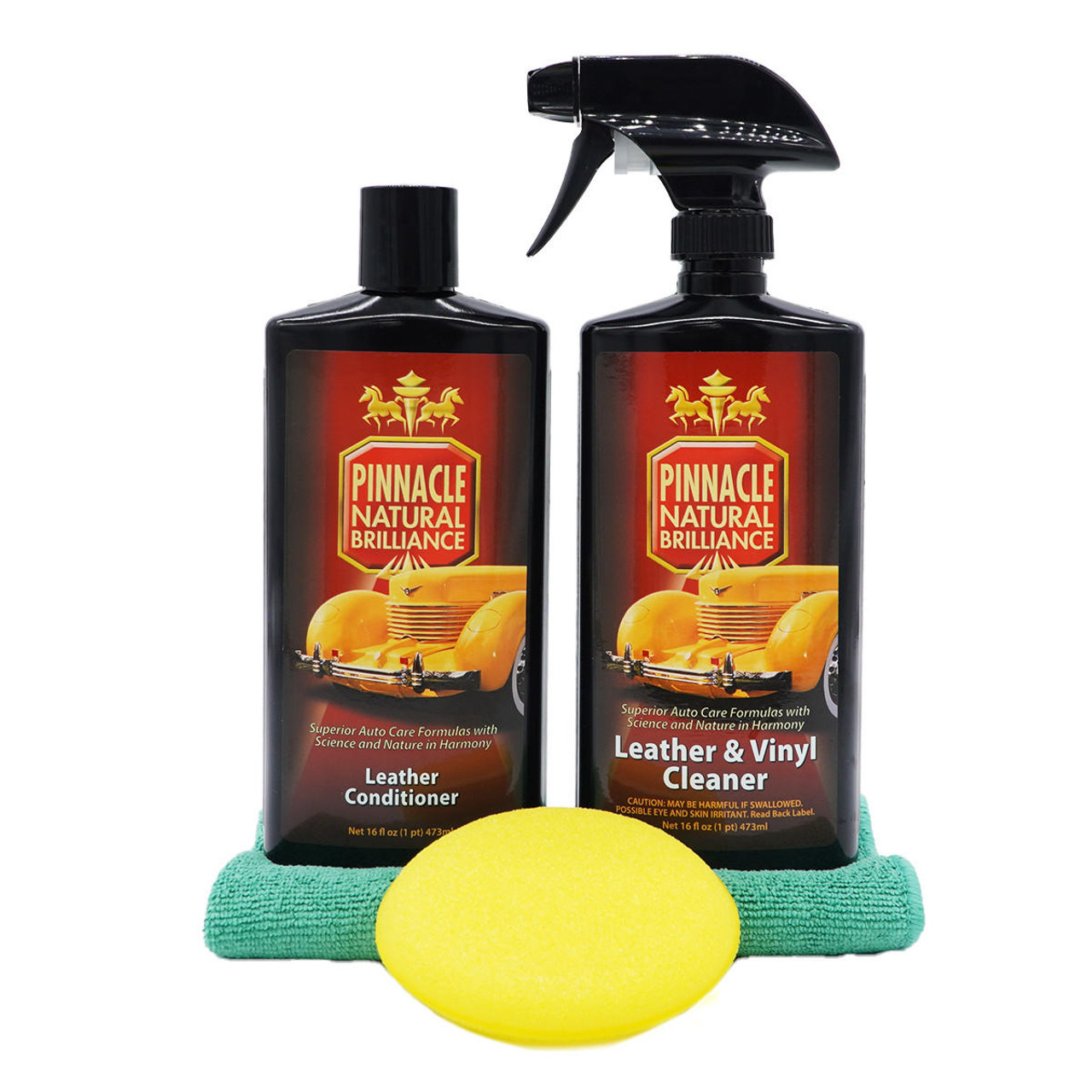  Meguiar's Gold Class Rich Leather Cleaner & Conditioner (14  oz.) Bundle with Microfiber Cloth (3 Items) : Automotive