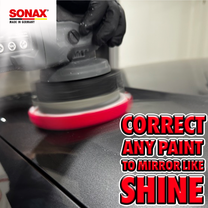 SONAX Red Hard Polishing Pad - 160mm Heavy Duty Paint Correction Pad For Automotive Detailing