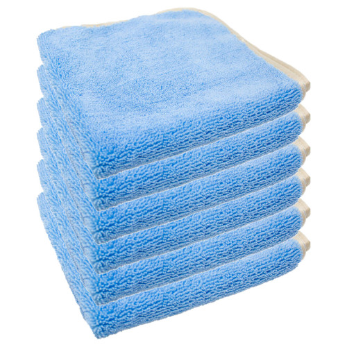 Cobra Washout Blue 360 Silk Edge Microfiber Towel 16 x 16 Inch - 6 Pack