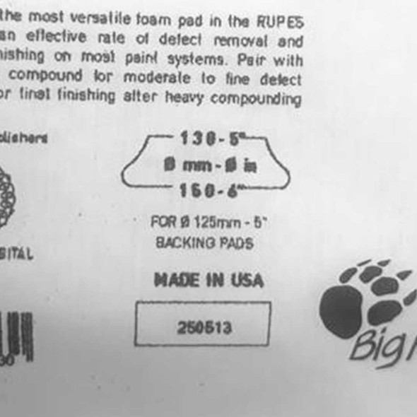 RUPES DA Yellow Fine Foam Pad - 6 Inch