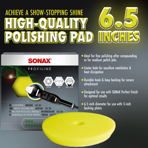 SONAX Yellow Dual Action Polishing Pad - 6.5 in