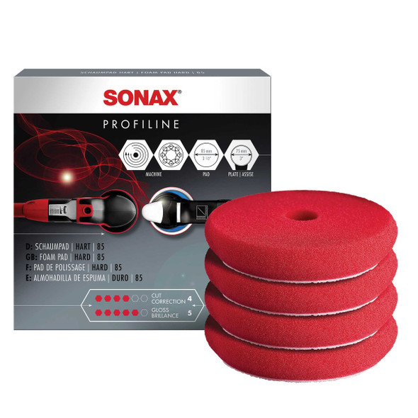 SONAX Red Cutting Pad 80mm - 3 Inch - 4 pack