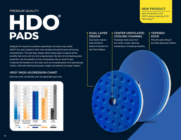 6.5 Inch Lake Country HDO Blue Foam Heavy Polishing Pad
