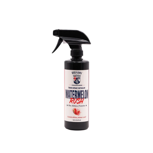 Wolfgang Uber Detail Spray Watermelon Rush quick detailer bottle for high gloss car shine