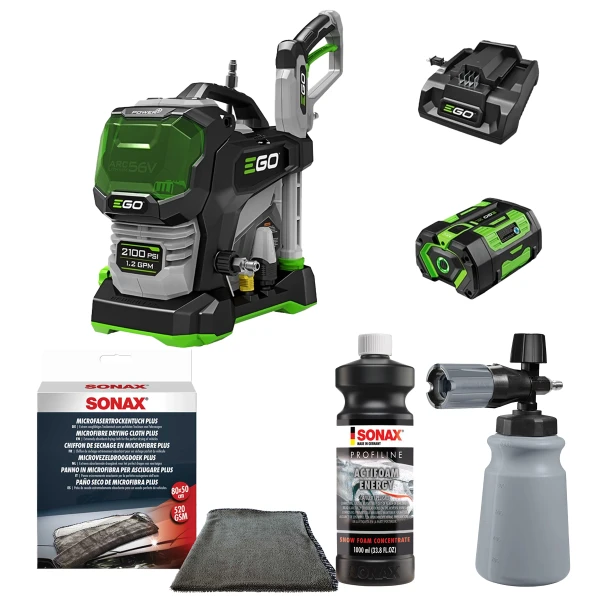 EGO Power+ SONAX Complete Foam Wash Bundle - 2100 PSI  Pressure Washer with Foam Gun and Foam Soap