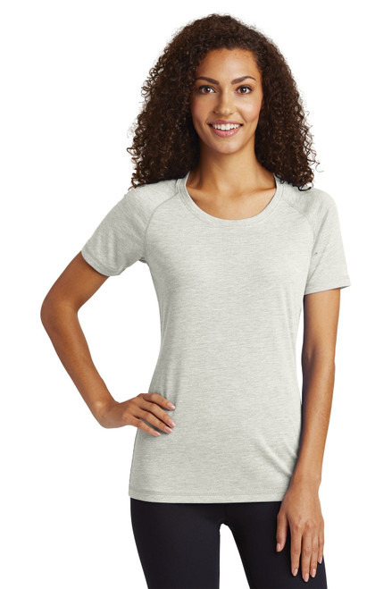 Sport-Tek ® Ladies PosiCharge ® Tri-Blend Wicking Scoop Neck Raglan Tee. LST400