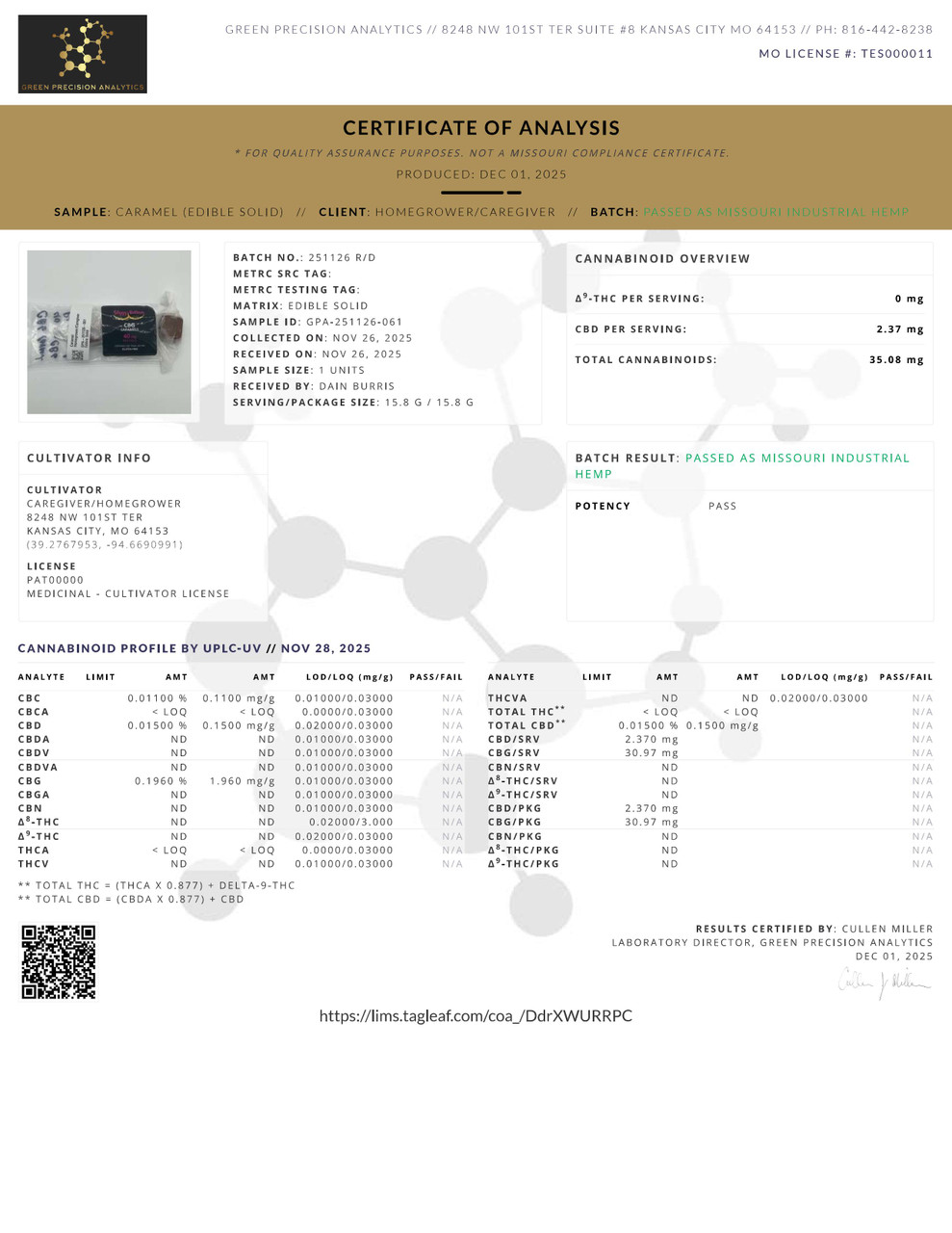 CBG Caramels - 40mg per Piece