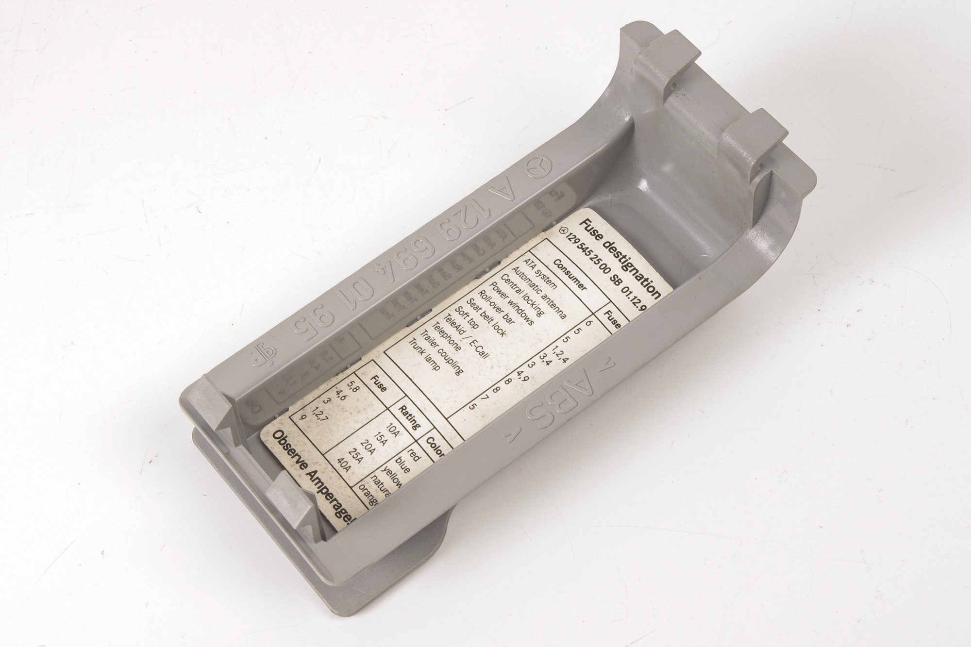 Mercedes 1296940195 Fuse Box Cover - Grey | R129 SL