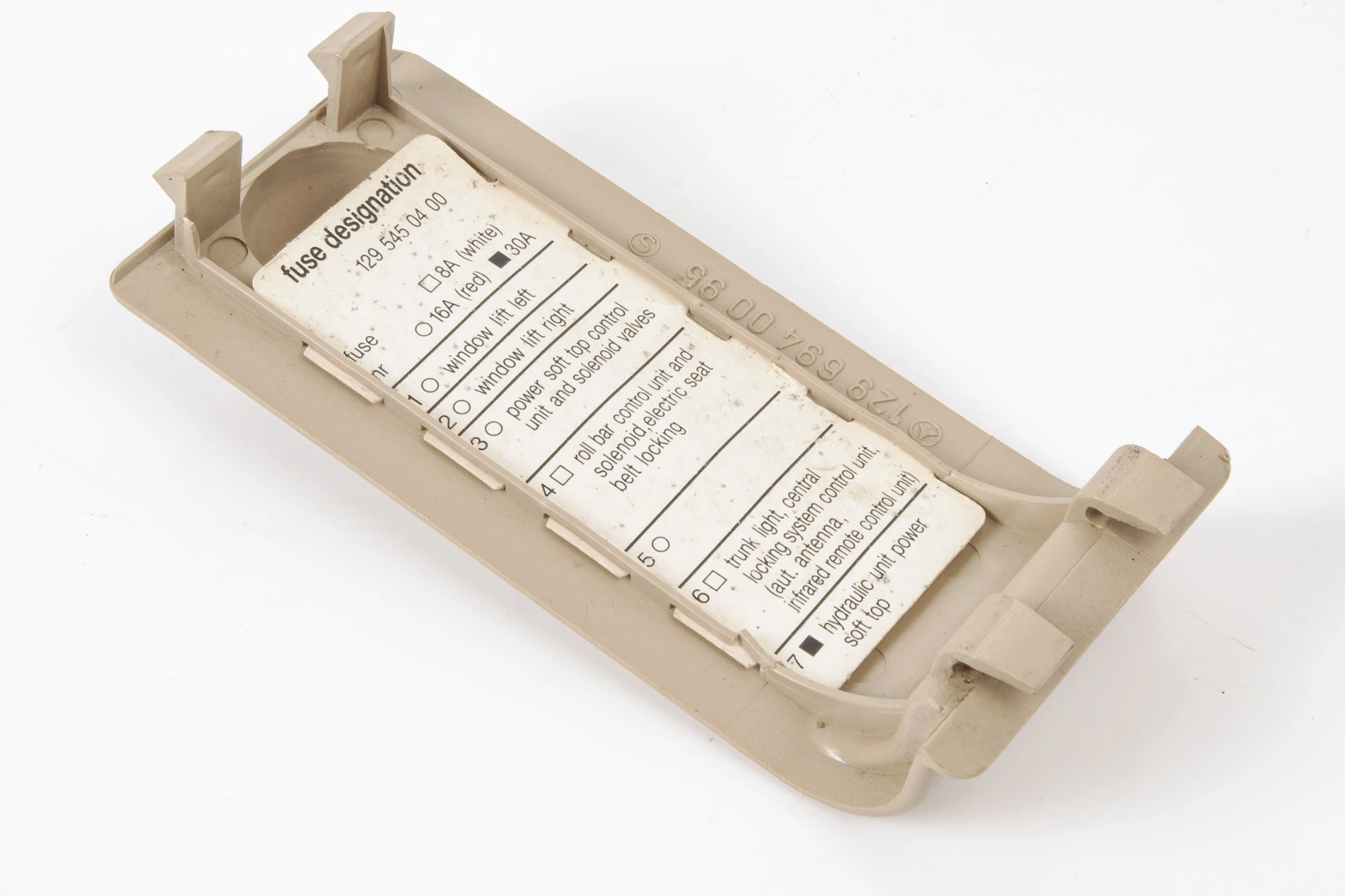 Mercedes 1296940095 Fuse Box Cover - Rear Beige | R129 SL