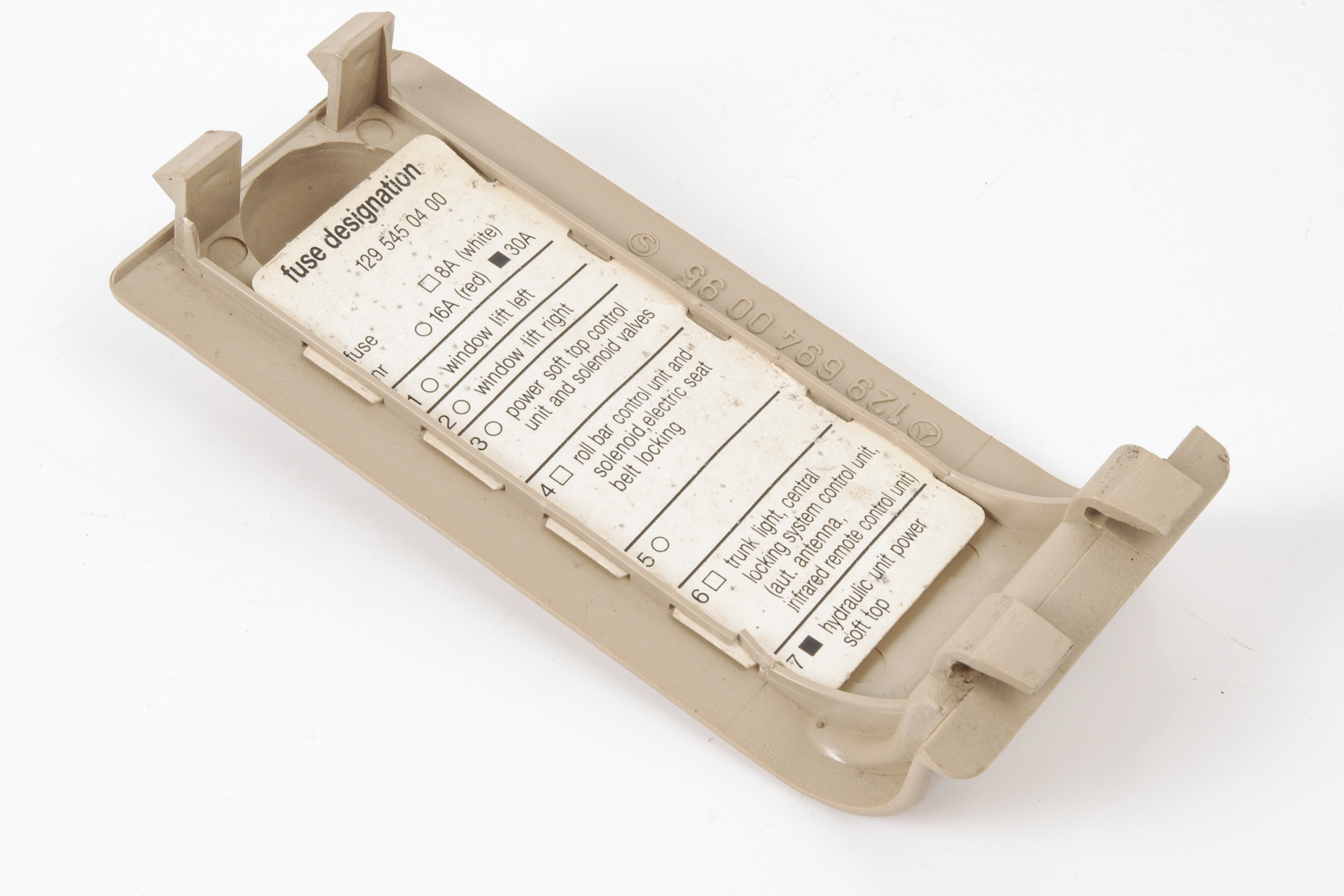 Mercedes 1296940095 Fuse Box Cover - Rear Beige | R129 SL