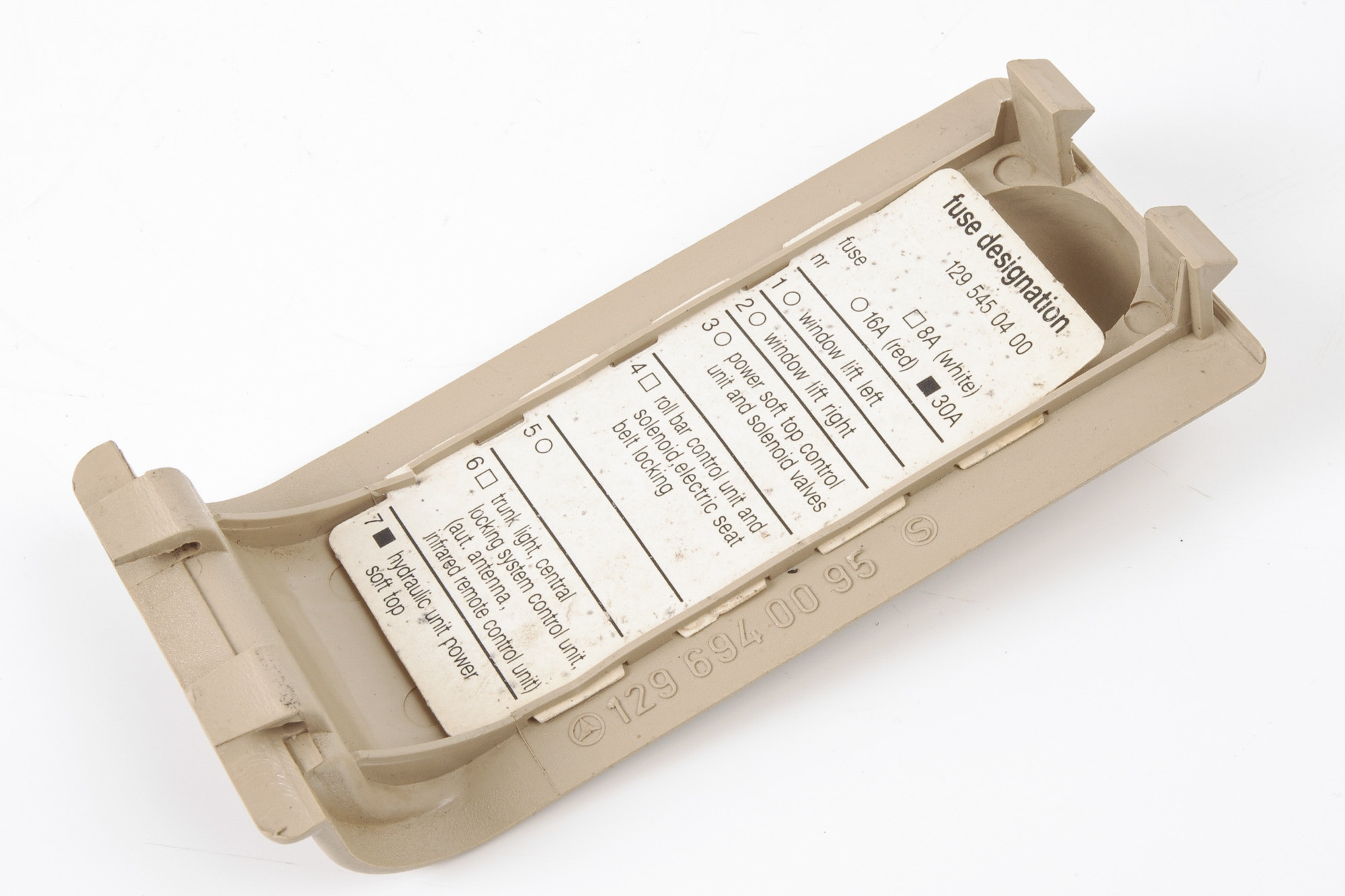 Mercedes 1296940095 Fuse Box Cover - Rear Beige | R129 SL