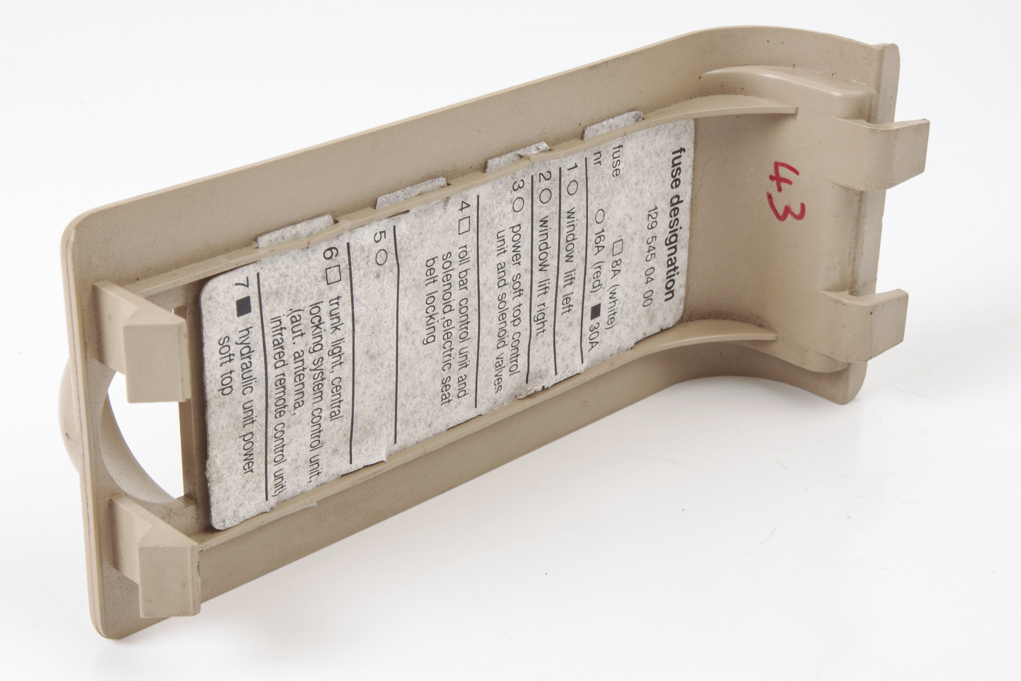 Mercedes 1296940095 Fuse Box Cover - Rear Beige (a) | R129 SL