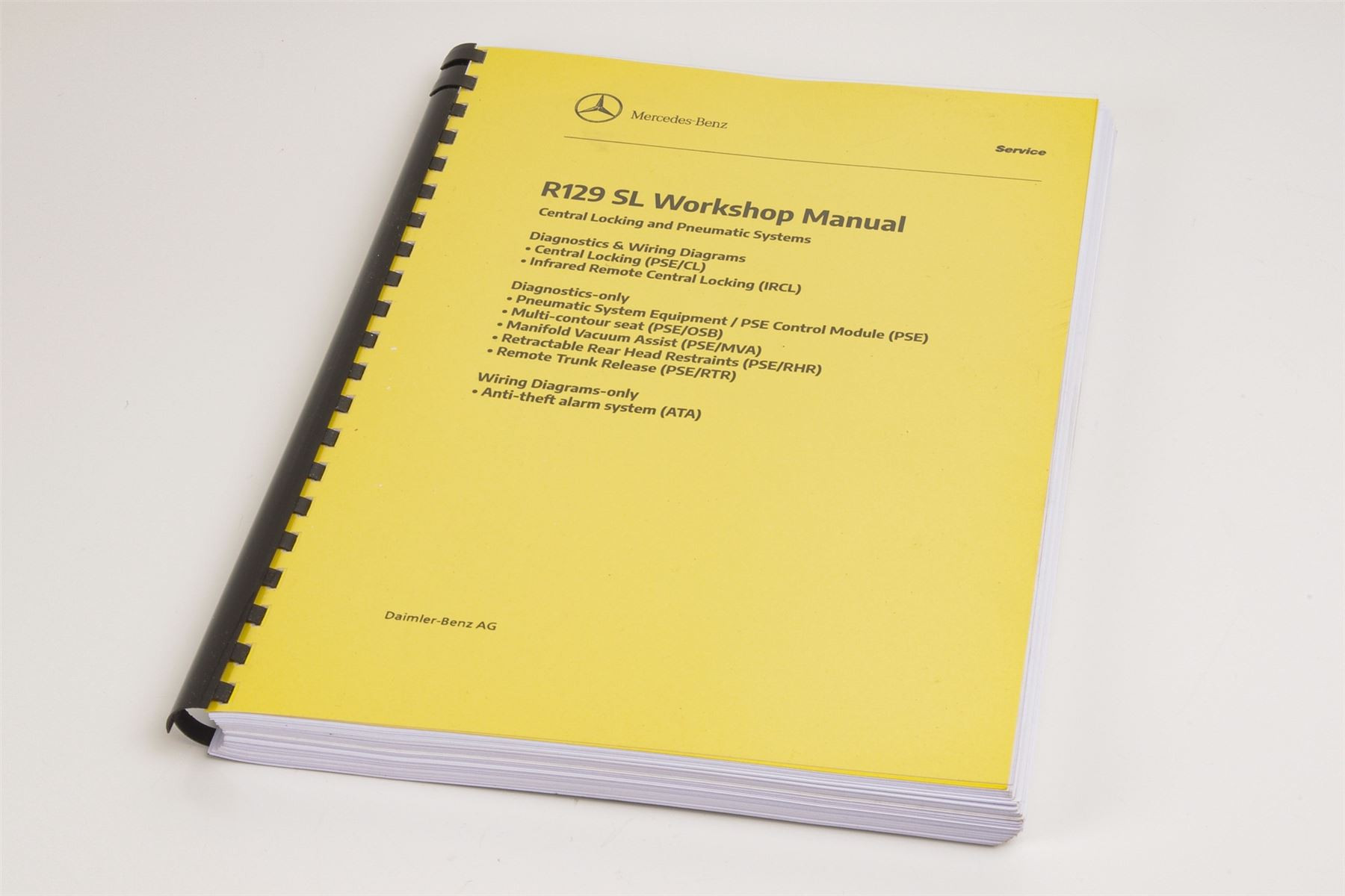 Mercedes R129 SL Workshop Diagnostic Manual: Central Locking & Pneumatic Systems