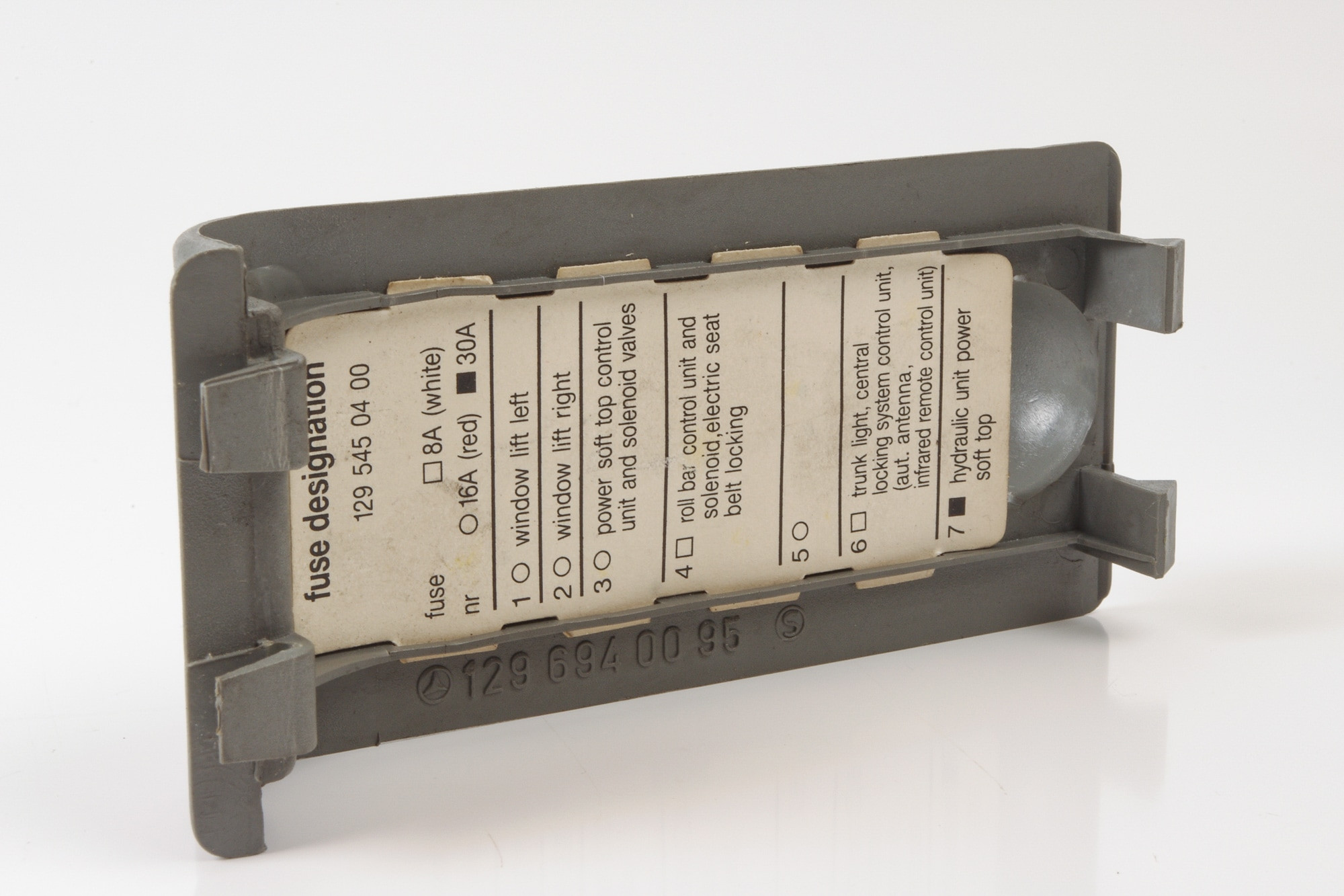 Mercedes 1296940095 Fuse Box Cover - Rear Grey (a) | R129 SL