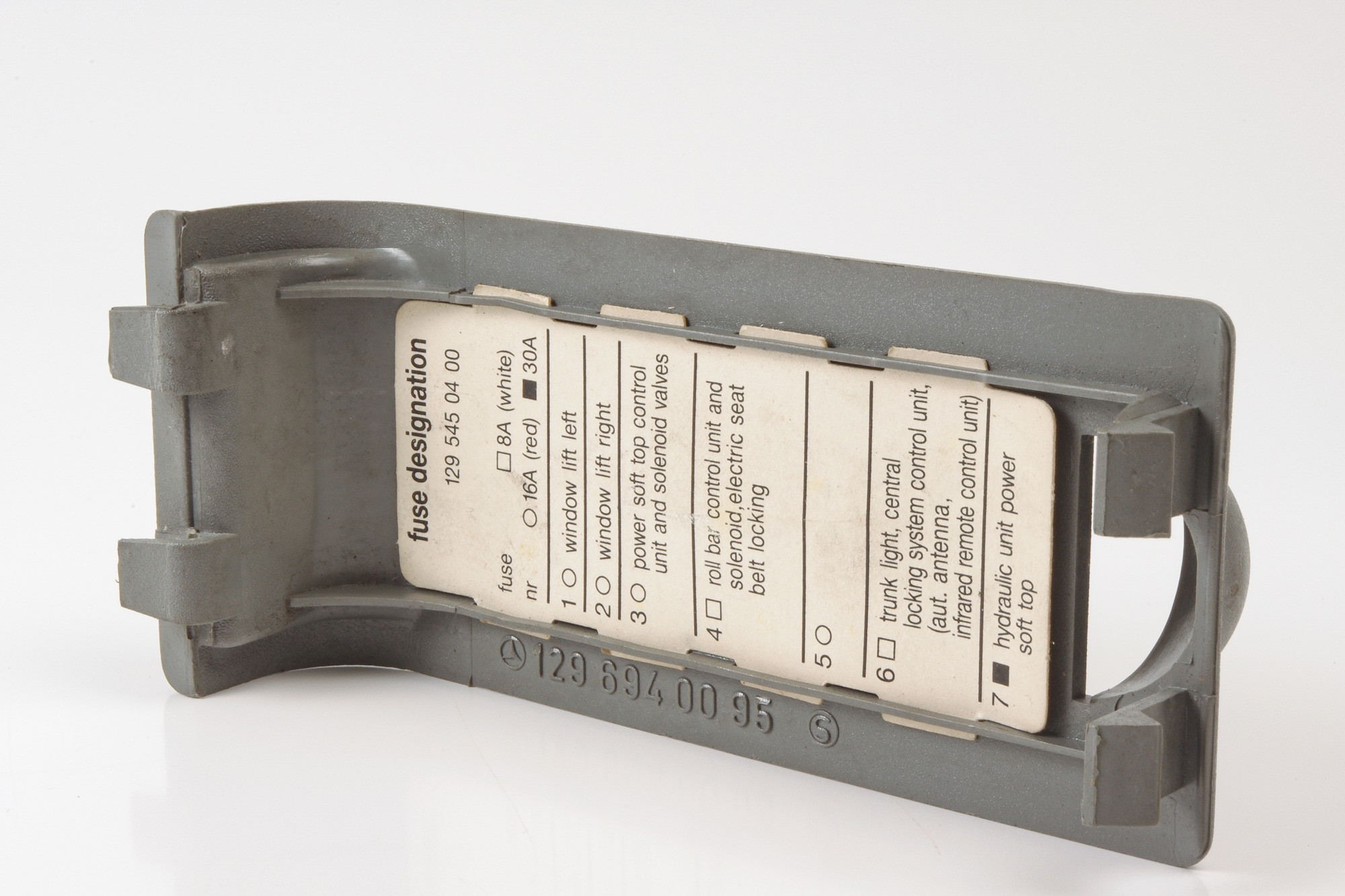 Mercedes 1296940095 Fuse Box Cover - Rear Grey (a) | R129 SL