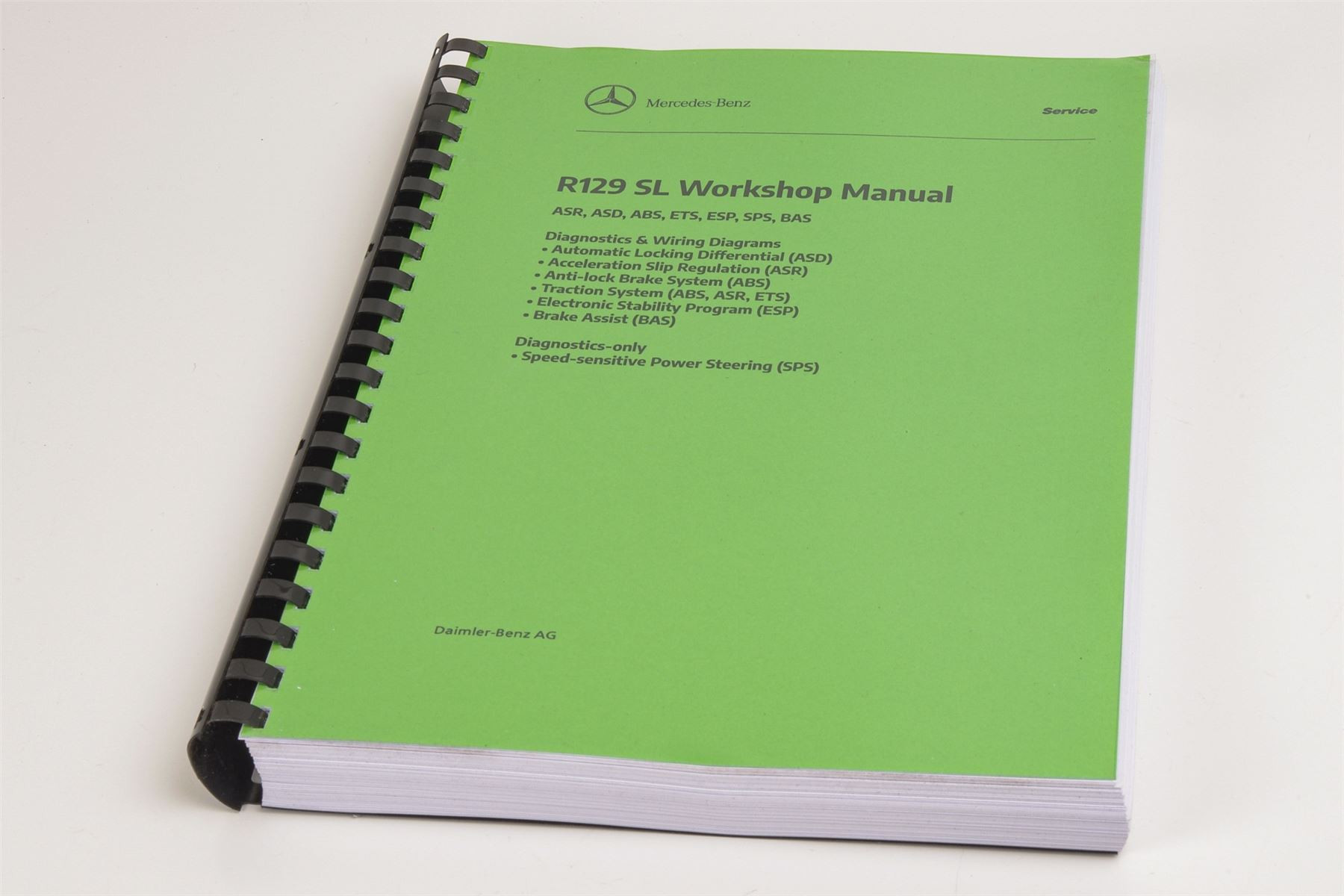 Mercedes R129 SL Workshop Diagnostic Manual: ASR, ASD, ABS, ETS, ESP, SPS, BAS (inc. Wiring Schematics)