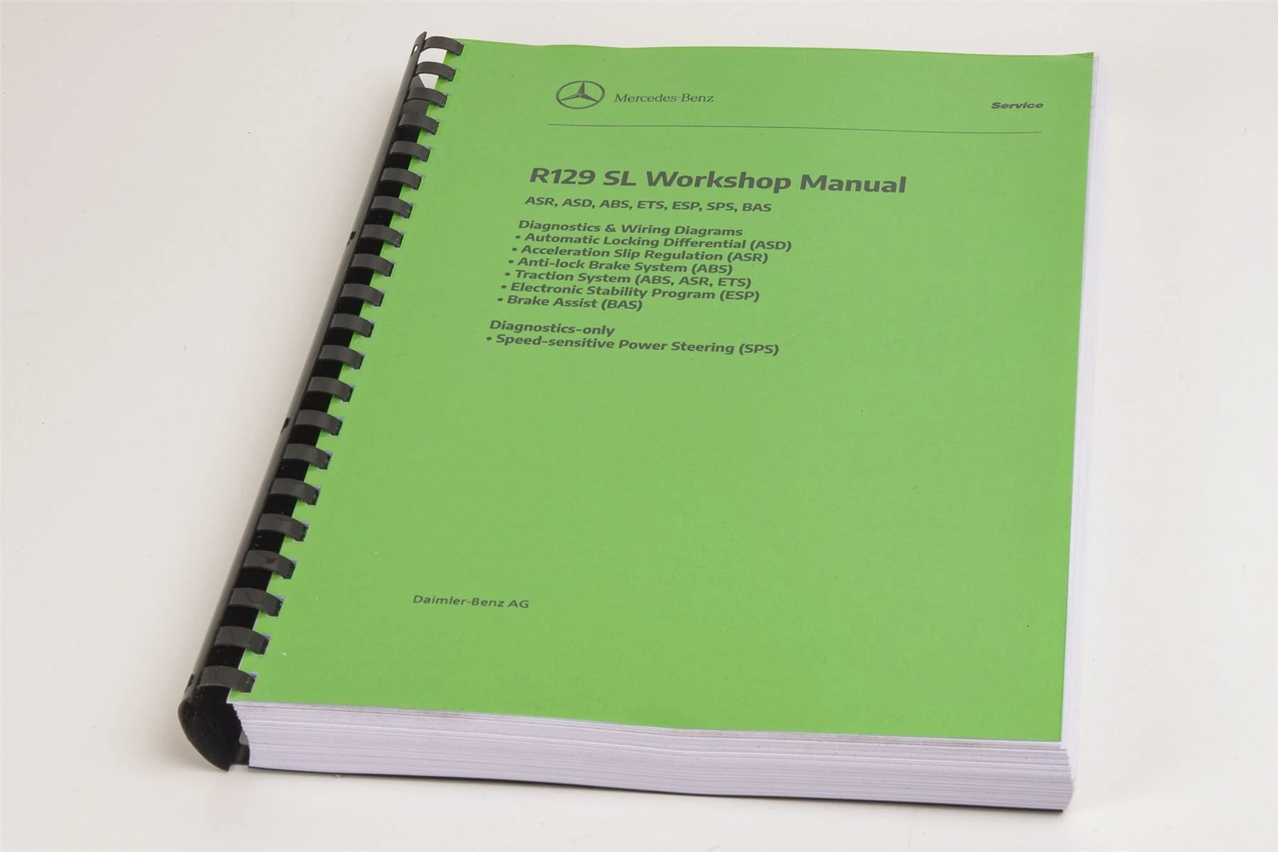 Mercedes R129 SL Workshop Diagnostic Manual: ASR, ASD, ABS, ETS, ESP, SPS, BAS (inc. Wiring Schematics)