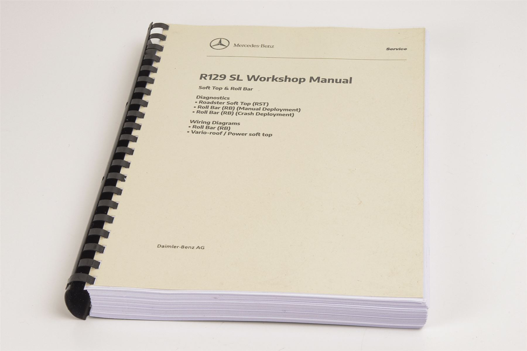 Mercedes R129 SL Workshop Diagnostic Manual: Soft Top and Roll Bar (inc. Wiring Schematics)