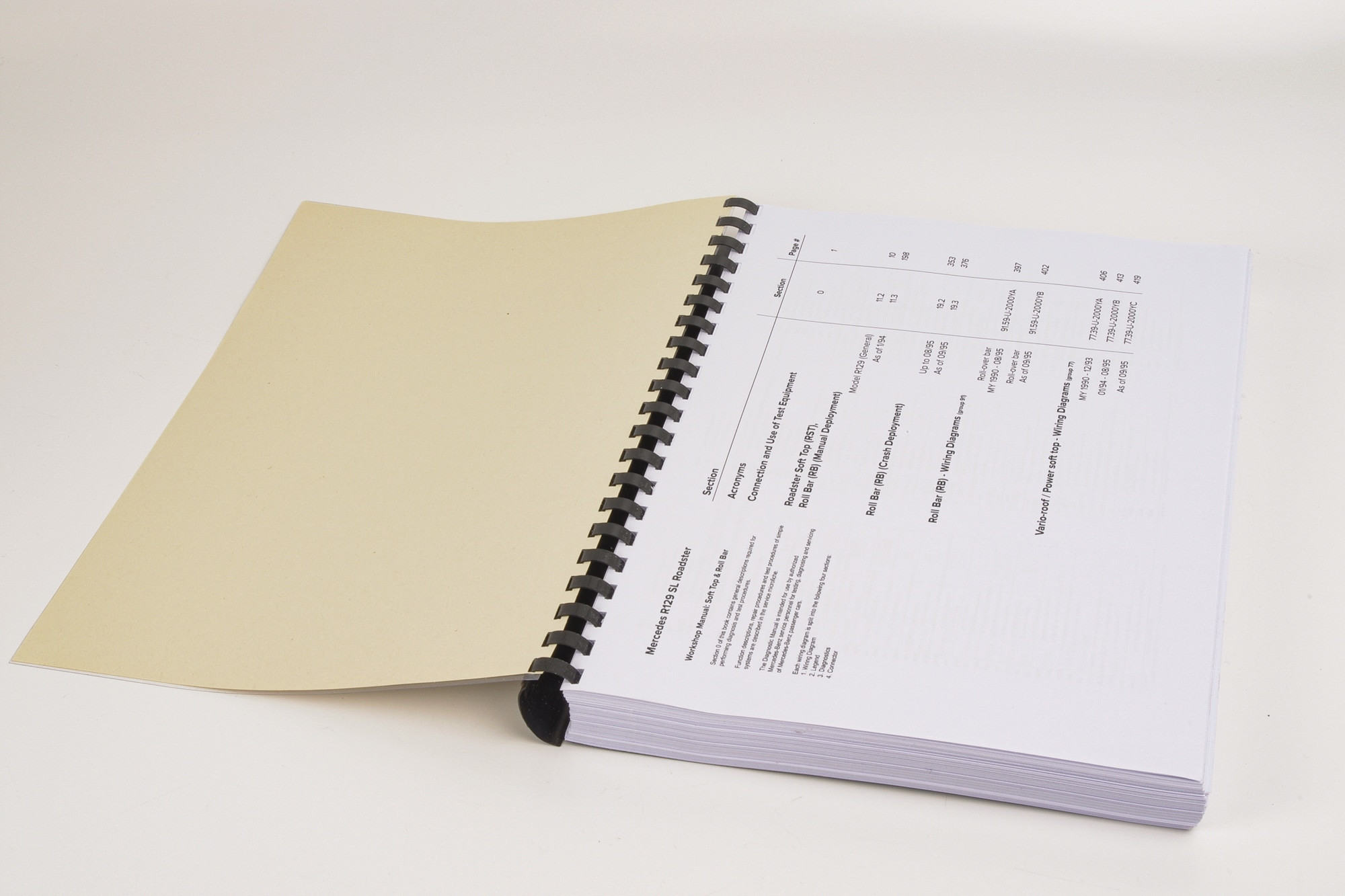 Mercedes R129 SL Workshop Diagnostic Manual: Soft Top and Roll Bar (inc. Wiring Schematics)