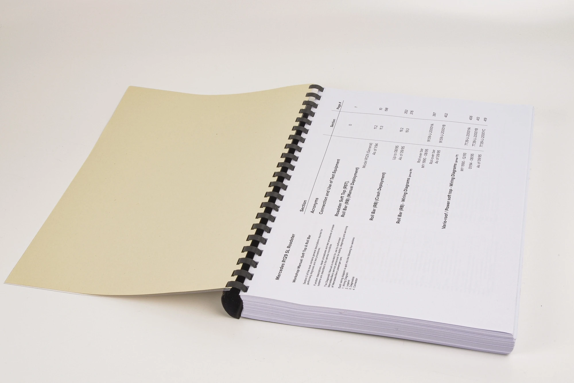 Mercedes R129 SL Workshop Diagnostic Manual: Soft Top and Roll Bar (inc. Wiring Schematics)