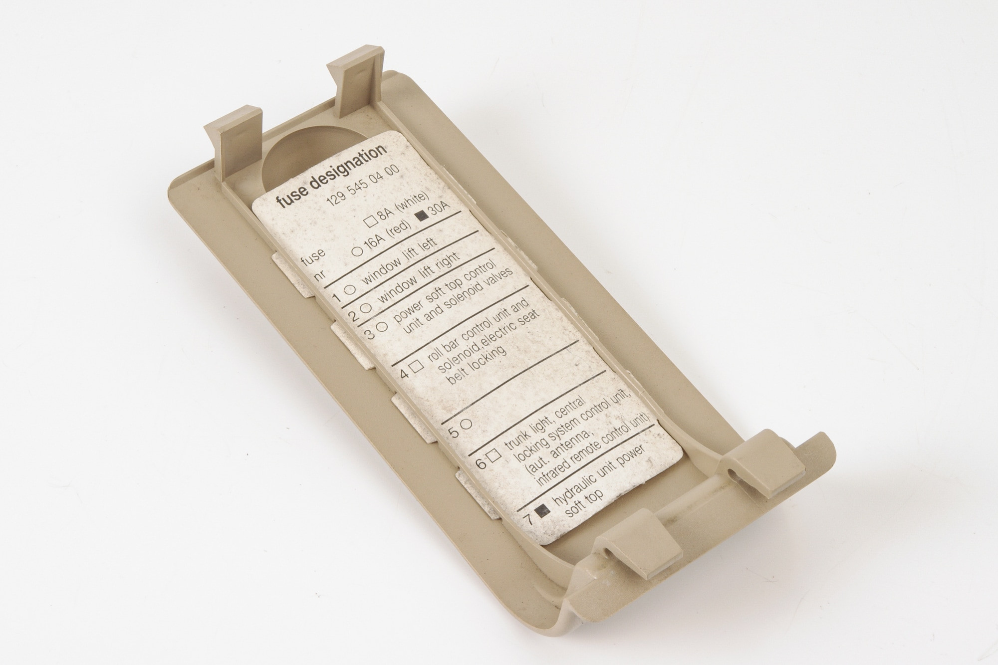 Mercedes 1296940095 Fuse Box Cover - Rear Beige | R129 SL